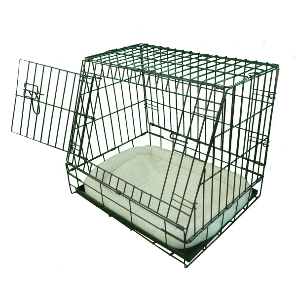 Sloping Puppy Cage Small 24 inch Black Folding Dog Crate with Non-Chew Metal Tray With Slanted Front For Car by Ellie-Bo 